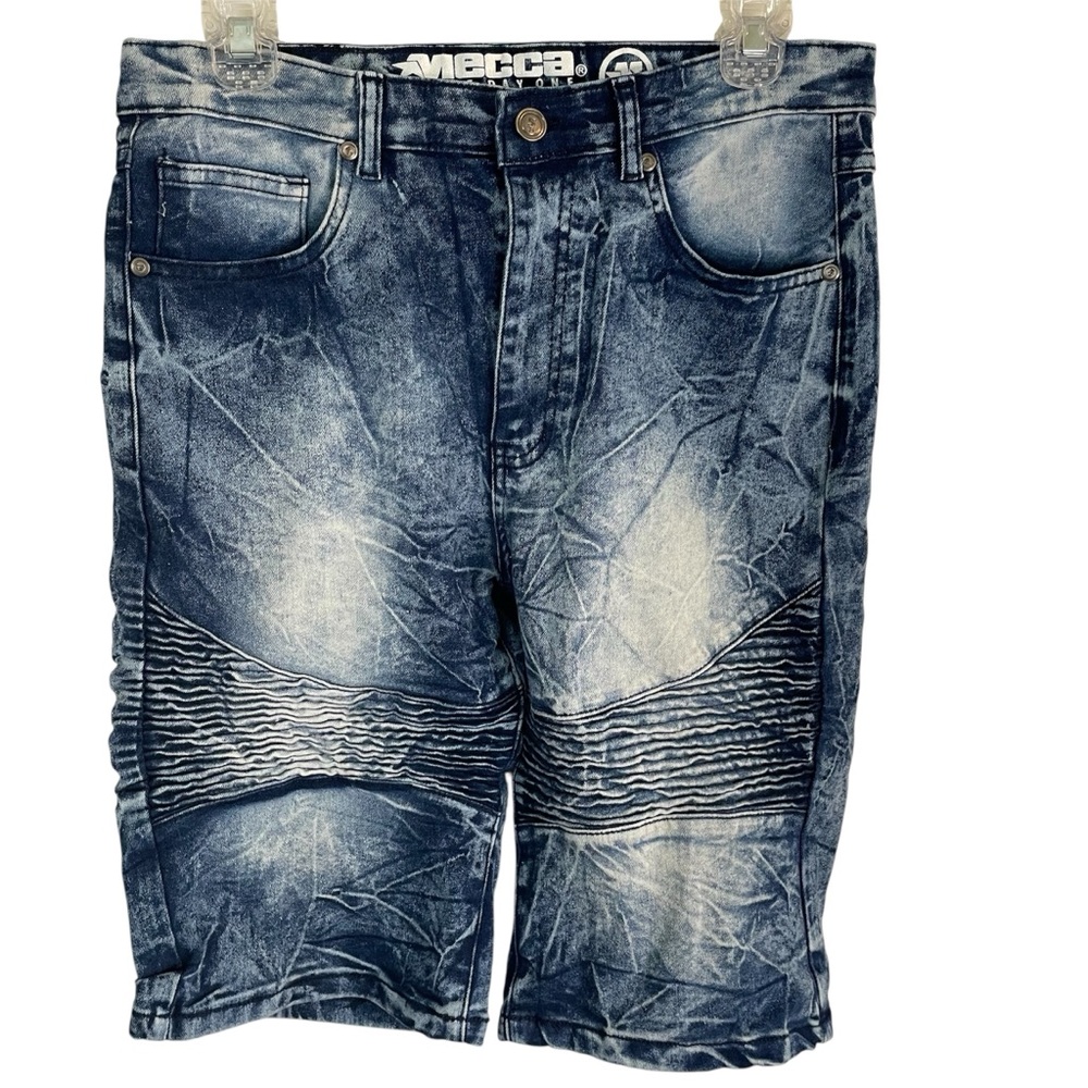 Mecca Faded Blue Denim Shorts Stretchy Fit Size 18